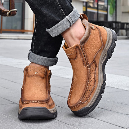 Leather High-Top Ankle Boot Orthopedic Arch Support Walking Sneakers for Men & Women | Posture Correcting Slip-On Athletic Footwear