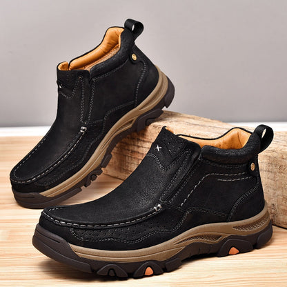 Leather High-Top Ankle Boot Orthopedic Arch Support Walking Sneakers for Men & Women | Posture Correcting Slip-On Athletic Footwear