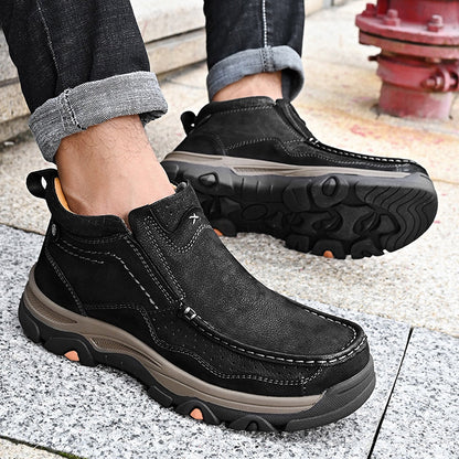 Leather High-Top Ankle Boot Orthopedic Arch Support Walking Sneakers for Men & Women | Posture Correcting Slip-On Athletic Footwear