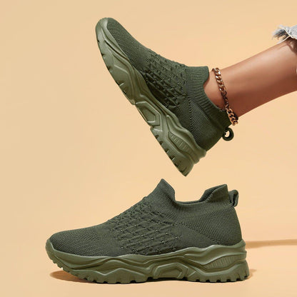 Slip-On Walking Shoes with Cushioned Insole & Arch Support in Olive Green for Men & Women