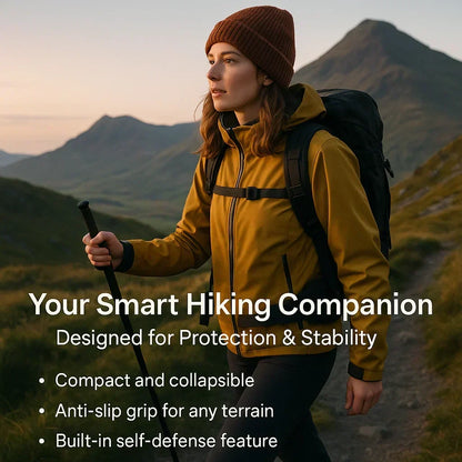 Telescopic Support Cane with Quick-Deploy Mechanism & Textured Grip for Stability, Hiking & Personal Security