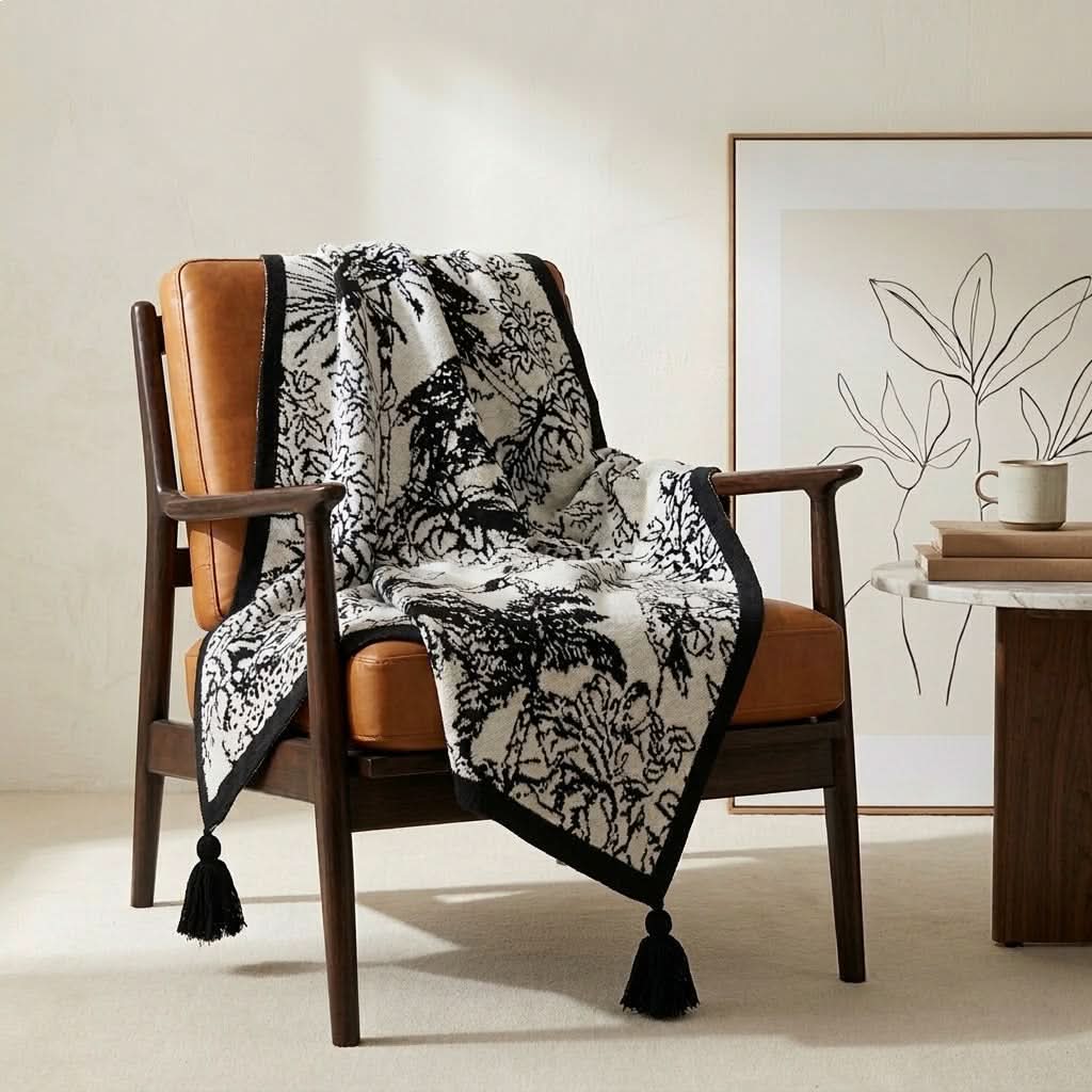 FLORAWING – Vintage Bird Throw Blanket for Elegant Home Comfort