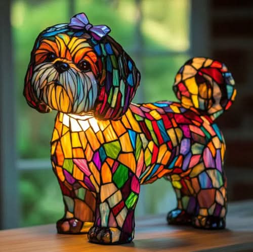 Dog Breed LED Night Light Sculpted Resin Desk Lamp with USB Power for Bedroom, Living Room & Nursery Decor | Accent Lighting for Pet Lovers