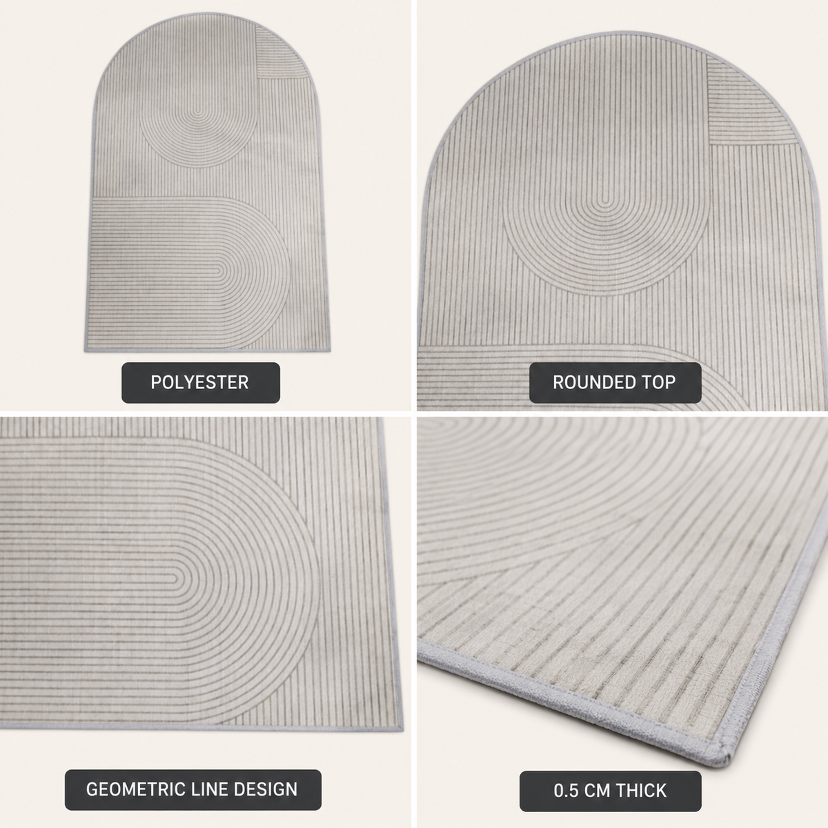 Office Chair Floor Protector Mat – Non-Slip Polyester Rug for Hardwood, Laminate & Carpet | Desk Area Guard in Cream or Gray