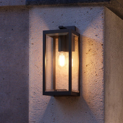 20-Inch Black Steel Exterior Sconce with Beveled Glass Panels for Porch & Entryway | Weather-Resistant Farmhouse Fixture