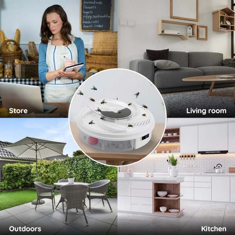 Rotating Fly Catcher Device – USB Powered Automatic Pest Collector for Indoor & Outdoor Use – Silent Operation – Safe for Kitchens, Patios