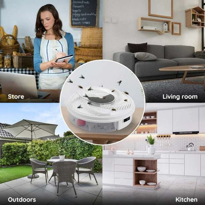 Rotating Fly Catcher Device – USB Powered Automatic Pest Collector for Indoor & Outdoor Use – Silent Operation – Safe for Kitchens, Patios