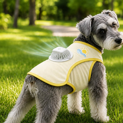 Ortekor Cooling Fan Dog Summer Vest for Walks & Outdoor Heat Relief - Lightweight Sun Shirt for Small & Medium Dogs