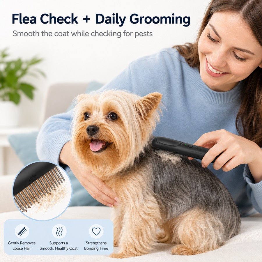 Ortekor Electric Flea Comb for Dogs & Cats – At-Home Flea Check & Loose Hair Grooming Without Sprays