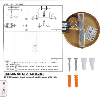 Textured Glass Wall Sconce with Steel Frame - Dimmable E27 Socket - 16 inch Height - Modern Art Deco Fixture for Hallways Bedrooms Living Sp