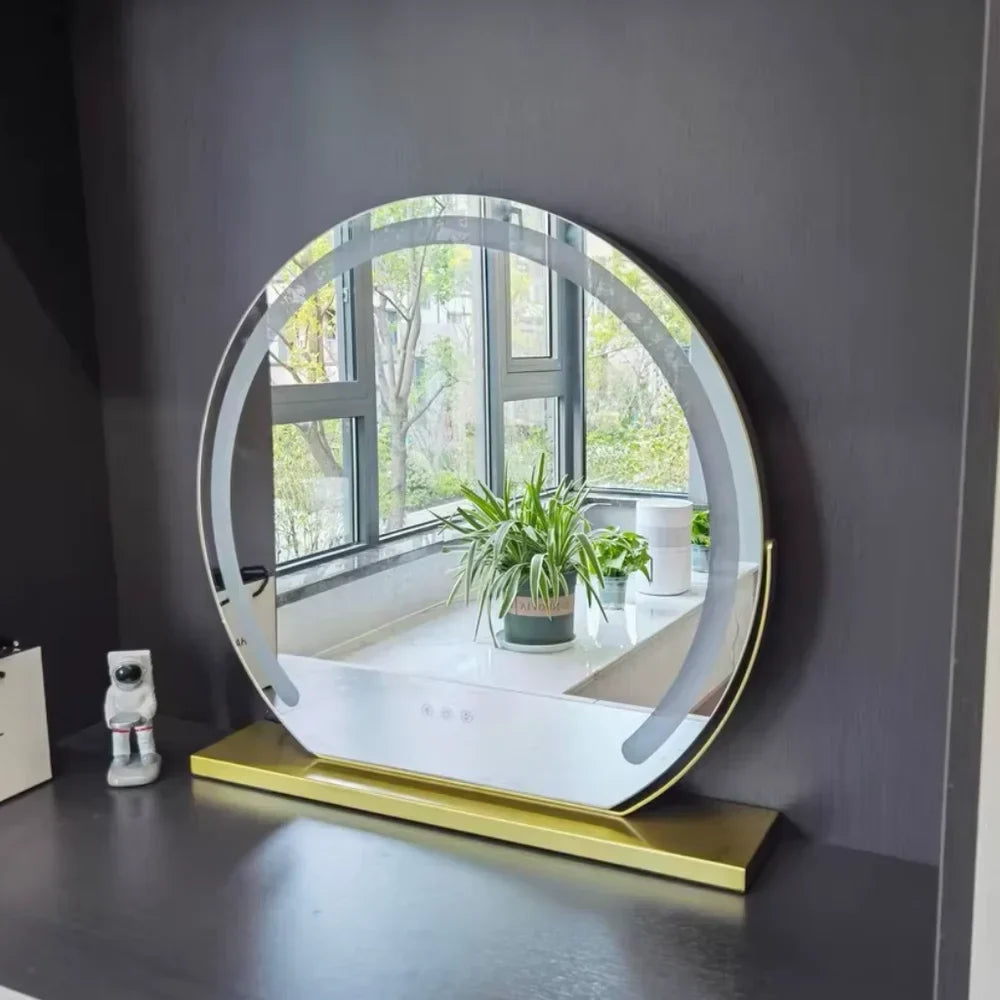 LED Lighted Makeup Mirror 15x Magnifying Touch Adjustable Brightness Vanity Desktop Gold Black White Rotating Frame 3 Light Modes for