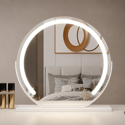 LED Lighted Makeup Mirror 15x Magnifying Touch Adjustable Brightness Vanity Desktop Gold Black White Rotating Frame 3 Light Modes for