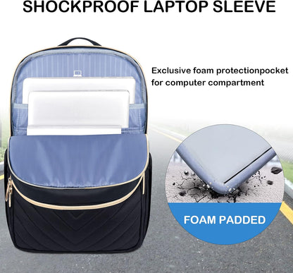 Water-Resistant Laptop Backpack with USB Charging Port for Women – Fits 15.6 Inch Laptops, Commuter & Travel Bag with Padded Compartments