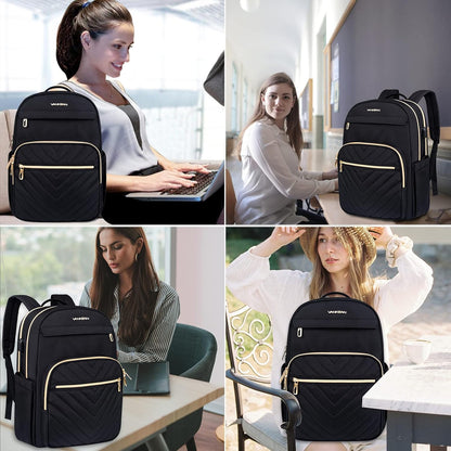 Water-Resistant Laptop Backpack with USB Charging Port for Women – Fits 15.6 Inch Laptops, Commuter & Travel Bag with Padded Compartments