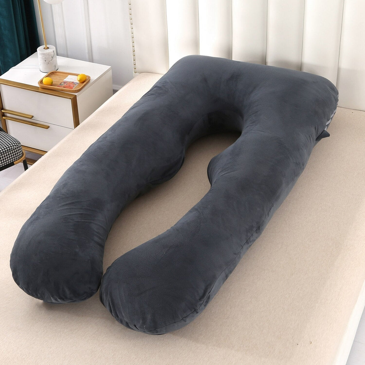 Wraparound Body Pillow for Side Sleeping – Pregnancy & Spinal Support Cushion with Machine-Washable Cotton Shell