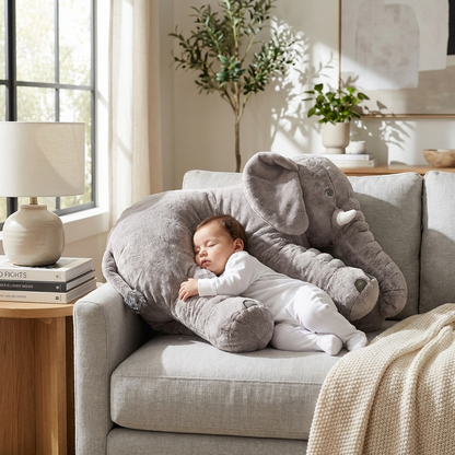 Plush Elephant Cushion Toy for Babies & Toddlers – Soft Nursery Decor – Nursery Accent Pillow for Kids Bedroom Playroom – Large Stuffed Anim