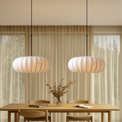 Silk Pendant Light – Modern Dome Ceiling Fixture for Dining Room, Kitchen Island & Living Room – 3000K Warm White LED with Adjustable Cord