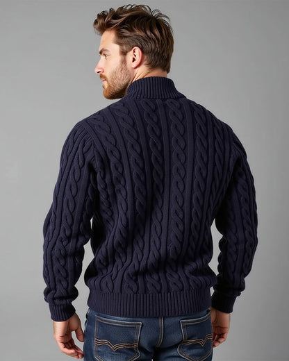 Men's Half-Zip Pullover Sweater with Ribbed Collar – Classic Textured Knit for Casual & Dressy Occasions