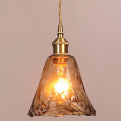 Single-Bulb Hanging Ceiling Light Golden Honey Glass Shade Retro Fixture for Dining Room Kitchen Island Living Space