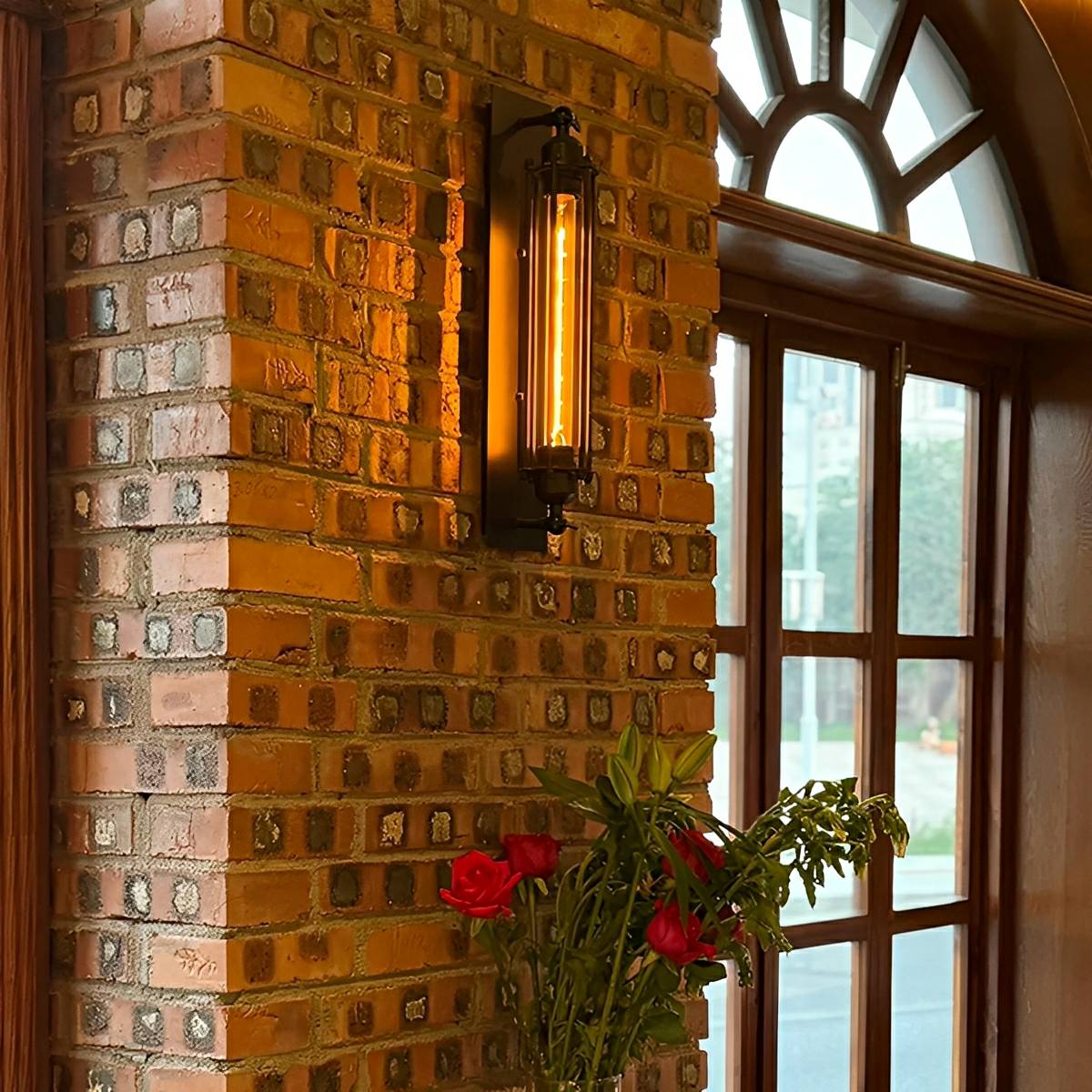 Iron & Glass LED Fixture Vintage Industrial Hardwired Sconce Warm White Light for Hallways Bedrooms Kitchens Bathrooms & Living Spaces