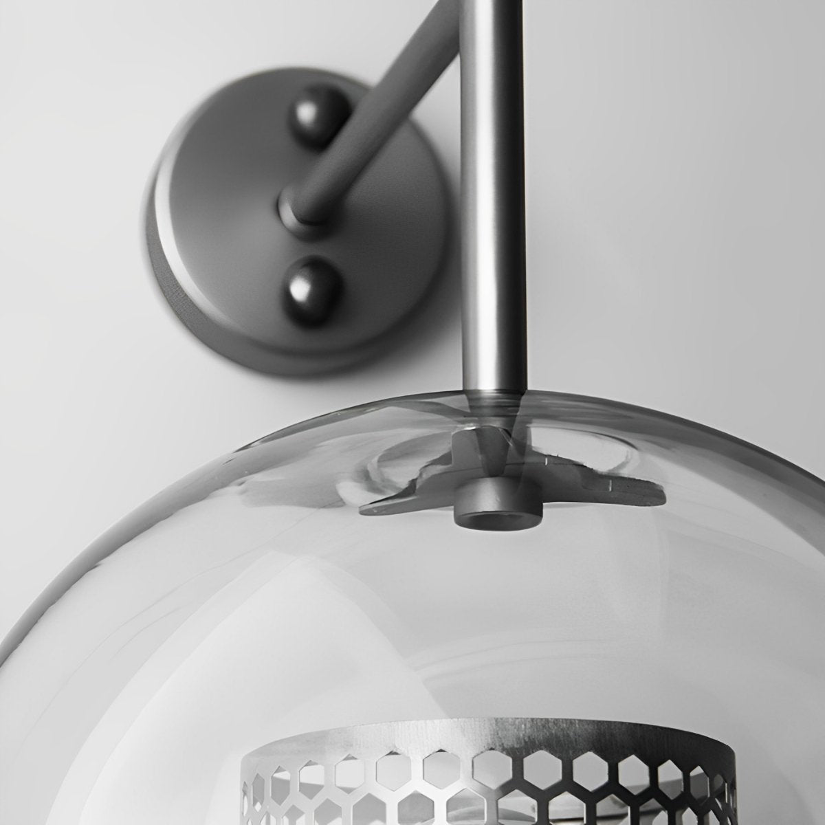 Iron & Glass Sphere Sconce 10 in Black Fixture Warm 3000K E27 Socket Bedroom Hallway Reading Nook Ambient Lighting for Modern Industrial Far