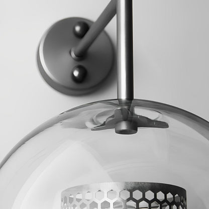 Iron & Glass Sphere Sconce 10 in Black Fixture Warm 3000K E27 Socket Bedroom Hallway Reading Nook Ambient Lighting for Modern Industrial Far