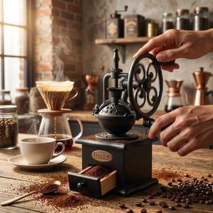 Manual Coffee Mill Ceramic Burr Grinder Hand Crank Coffee Bean Grinder for Home Kitchen Travel Camping Portable Fresh Ground Coffee Brewer