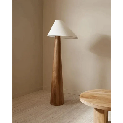 Wooden Standing Lamp 59 inches Tall Soft Warm Glow for Bedroom Living Room Entryway Modern Japandi Style Natural Wood Finish Ambient Downlig
