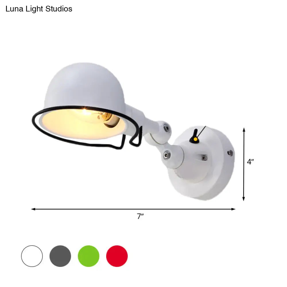 Adjustable Dome Wall Sconce - Industrial Metal Accent Light with Pivoting Head for Bedroom, Hallway & Reading Nook - Hardwired E12 Socket