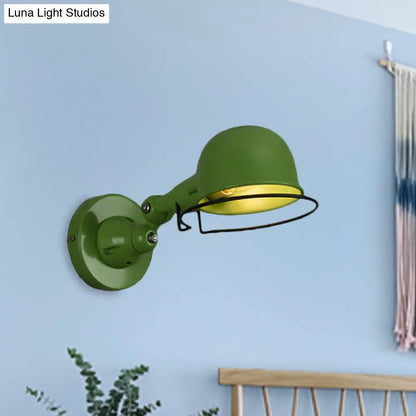 Adjustable Dome Wall Sconce - Industrial Metal Accent Light with Pivoting Head for Bedroom, Hallway & Reading Nook - Hardwired E12 Socket