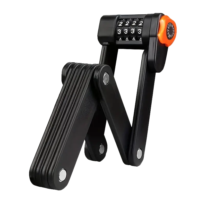 Heavy-Duty Folding Bike Lock with 4-Digit Combo Steel Chain Anti-Theft Security for Bicycles