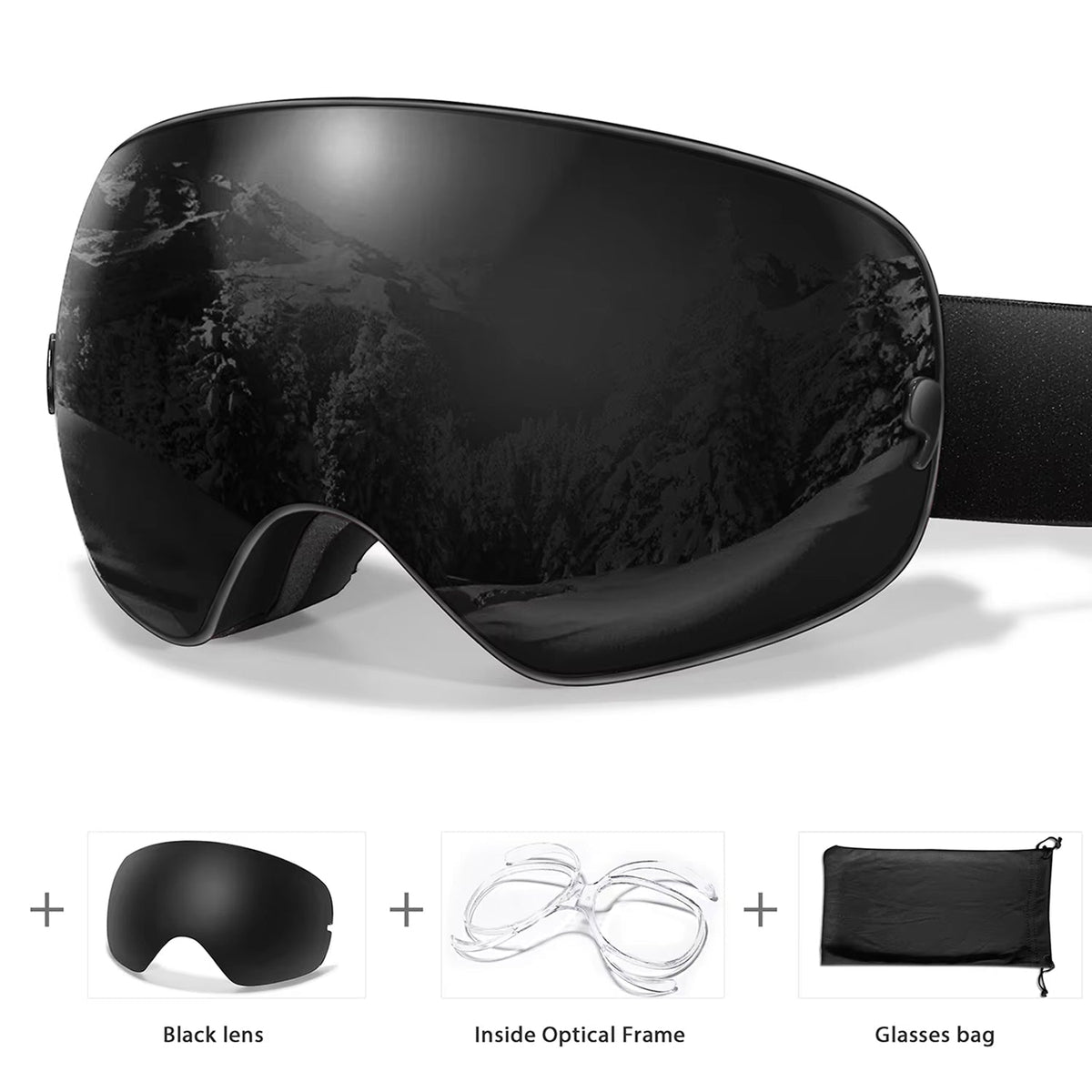 Anti-Fog Snow Goggles for Skiing & Snowboarding – UV400 Protection, OTG Compatible, Lightweight 4 oz Design