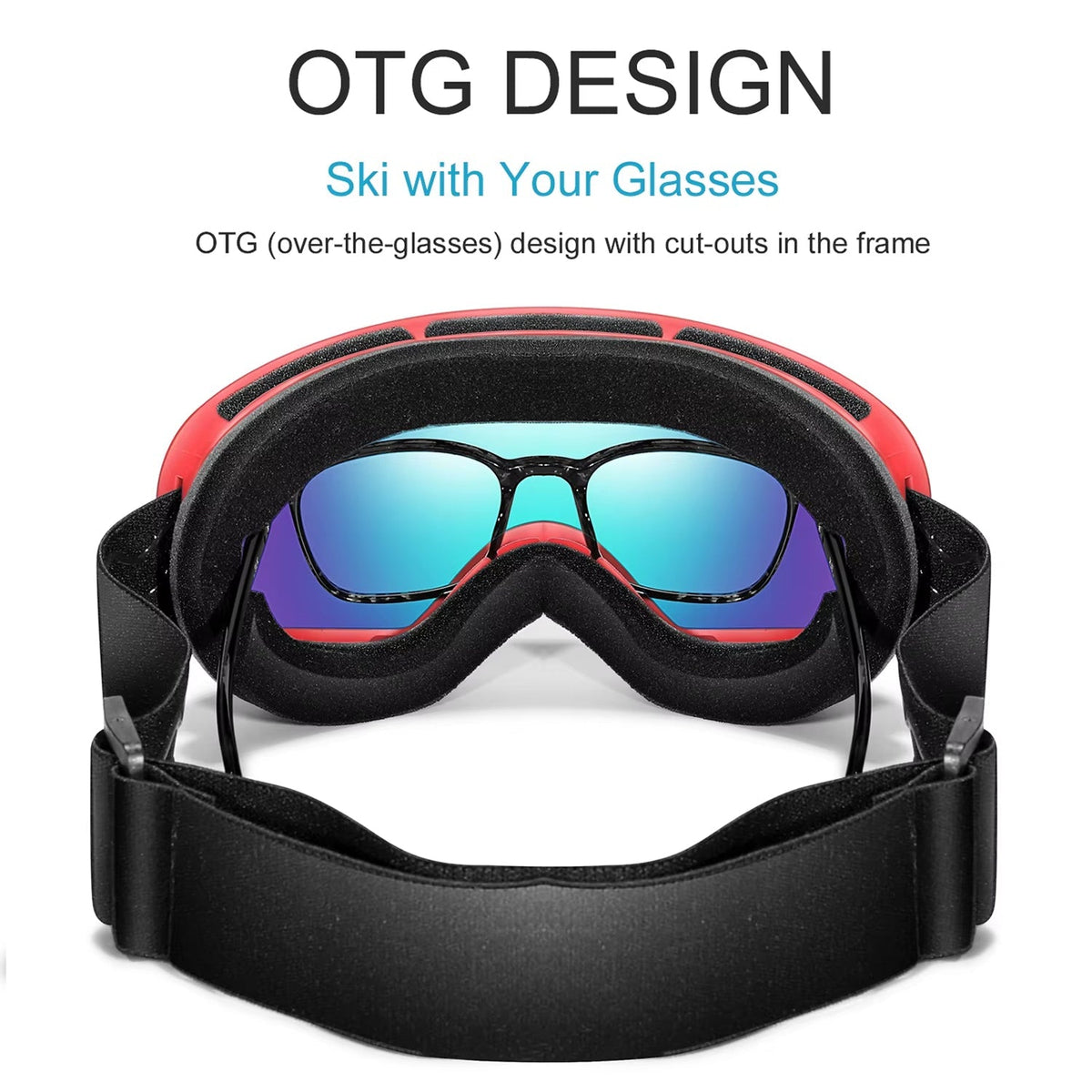 Anti-Fog Snow Goggles for Skiing & Snowboarding – UV400 Protection, OTG Compatible, Lightweight 4 oz Design