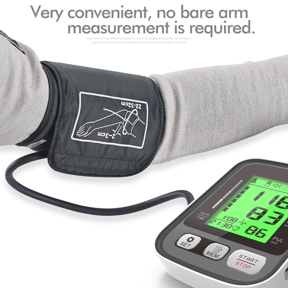 Upper Arm Blood Pressure Monitor with Color-Coded Readings & Dual-User Memory for Home Health Tracking