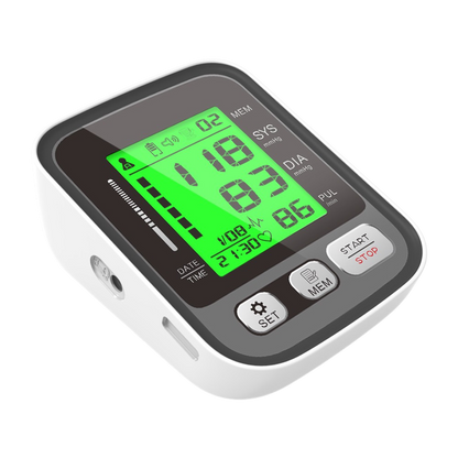 Upper Arm Blood Pressure Monitor with Color-Coded Readings & Dual-User Memory for Home Health Tracking