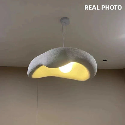 Lámpara de techo de resina texturizada de 9 pulgadas, luz colgante escultural en negro mate, forma orgánica minimalista para isla de cocina o mesa de comedor, cable ajustable