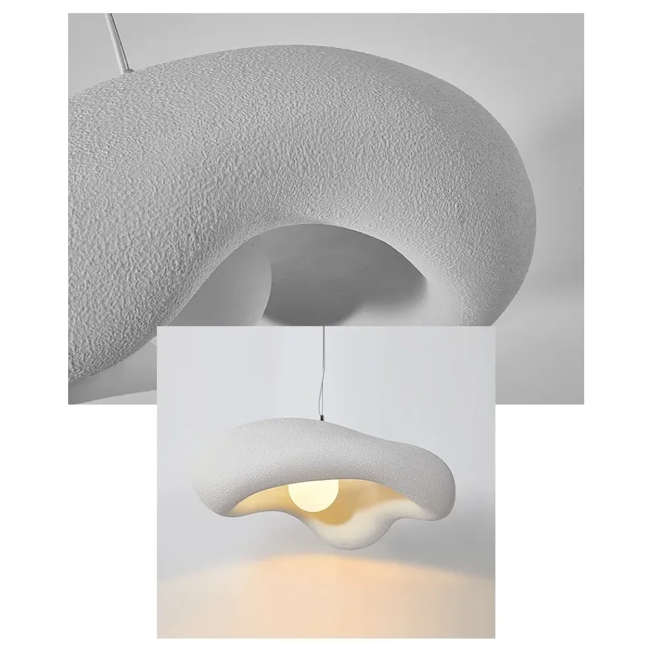 Lámpara de techo de resina texturizada de 9 pulgadas, luz colgante escultural en negro mate, forma orgánica minimalista para isla de cocina o mesa de comedor, cable ajustable