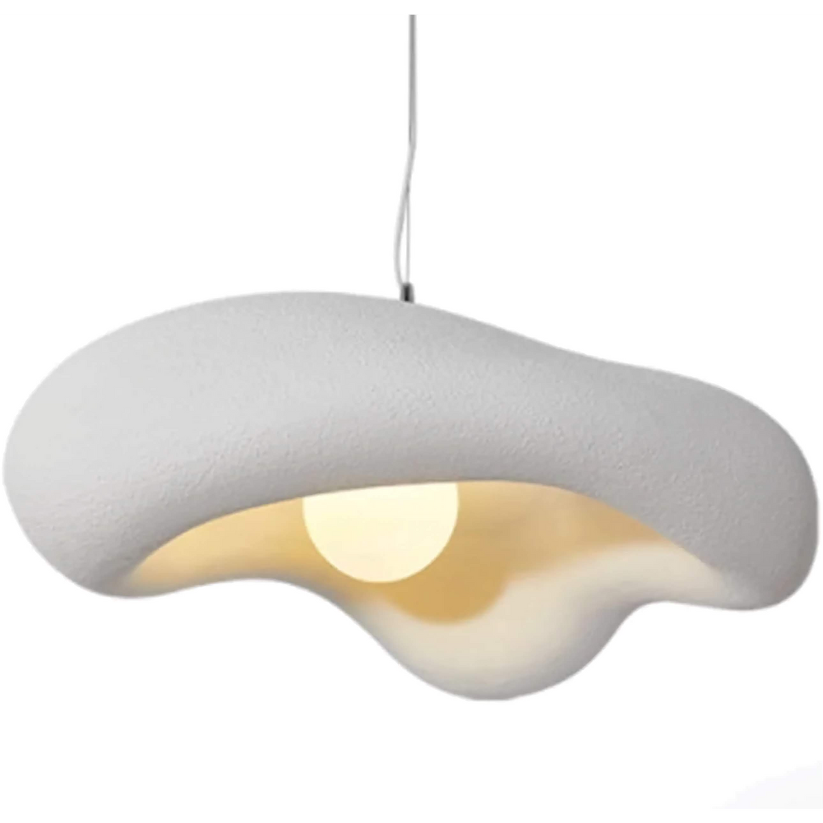 Lámpara de techo de resina texturizada de 9 pulgadas, luz colgante escultural en negro mate, forma orgánica minimalista para isla de cocina o mesa de comedor, cable ajustable