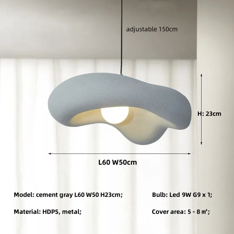 Lámpara de techo de resina texturizada de 9 pulgadas, luz colgante escultural en negro mate, forma orgánica minimalista para isla de cocina o mesa de comedor, cable ajustable