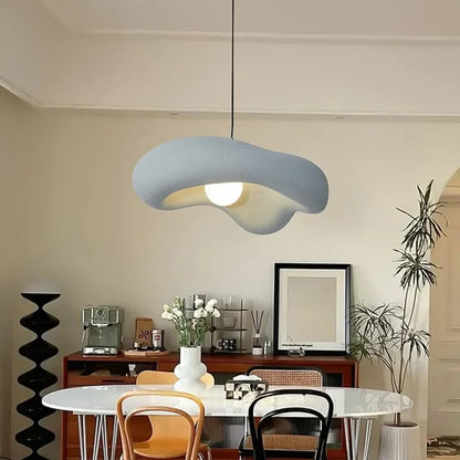 Lámpara de techo de resina texturizada de 9 pulgadas, luz colgante escultural en negro mate, forma orgánica minimalista para isla de cocina o mesa de comedor, cable ajustable