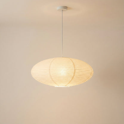 Paper Lantern Pendant Light E26 Minimalist Hanging Lamp for Dining Room Kitchen Island Adjustable Height Ceiling Fixture Natural Cotton