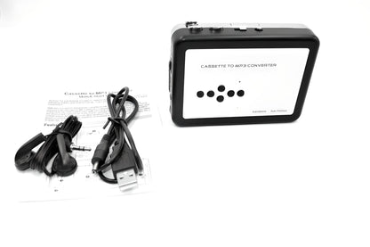 Portable Tape to Digital Audio Converter with USB Recording, Auto-Reverse Playback & Headphone Jack for Music Archiving