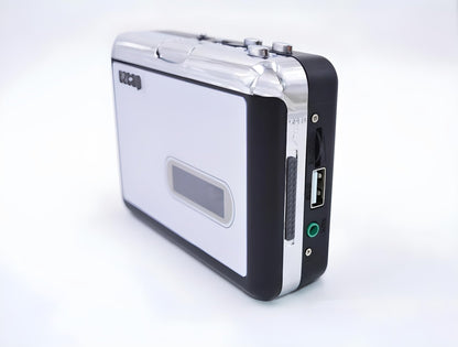 Portable Tape to Digital Audio Converter with USB Recording, Auto-Reverse Playback & Headphone Jack for Music Archiving