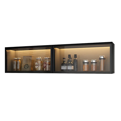 Wood Wall Cabinet with Glass Door for Kitchen Storage and Living Room Display 12 inch Height Multiple Widths Optional LED Lighting Mounted O