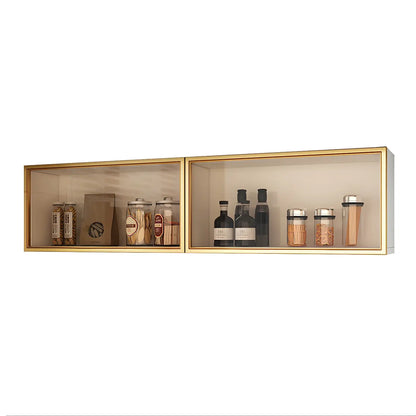 Wood Wall Cabinet with Glass Door for Kitchen Storage and Living Room Display 12 inch Height Multiple Widths Optional LED Lighting Mounted O