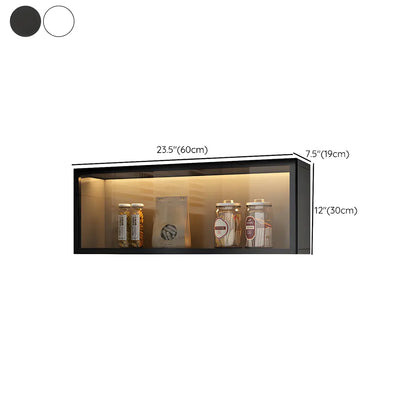 Wood Wall Cabinet with Glass Door for Kitchen Storage and Living Room Display 12 inch Height Multiple Widths Optional LED Lighting Mounted O