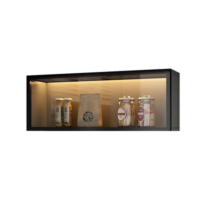 Wood Wall Cabinet with Glass Door for Kitchen Storage and Living Room Display 12 inch Height Multiple Widths Optional LED Lighting Mounted O