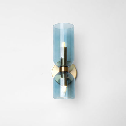 Aplique de pared de vidrio con cableado directo, casquillo E12 para dormitorios, salas de estar, pasillos, lámpara de acento para interiores, iluminación de pared cilíndrica moderna, 110-