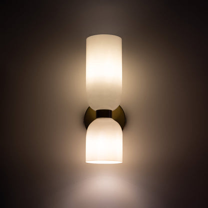Aplique de pared de vidrio con cableado directo, casquillo E12 para dormitorios, salas de estar, pasillos, lámpara de acento para interiores, iluminación de pared cilíndrica moderna, 110-