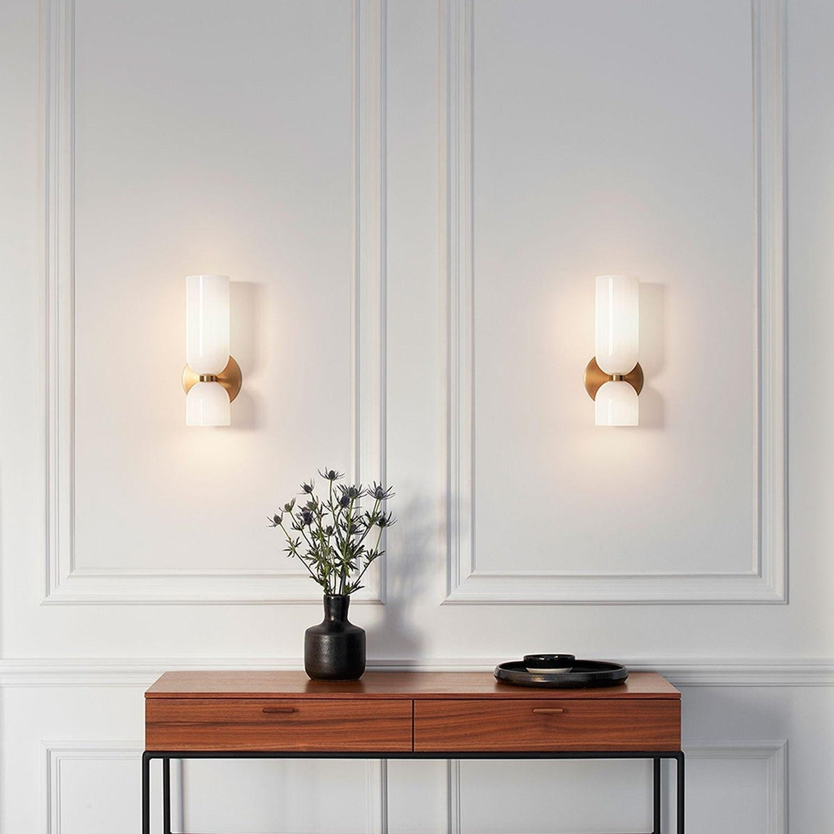 Aplique de pared de vidrio con cableado directo, casquillo E12 para dormitorios, salas de estar, pasillos, lámpara de acento para interiores, iluminación de pared cilíndrica moderna, 110-